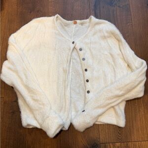 Free People Cream Button-Up Cardigan